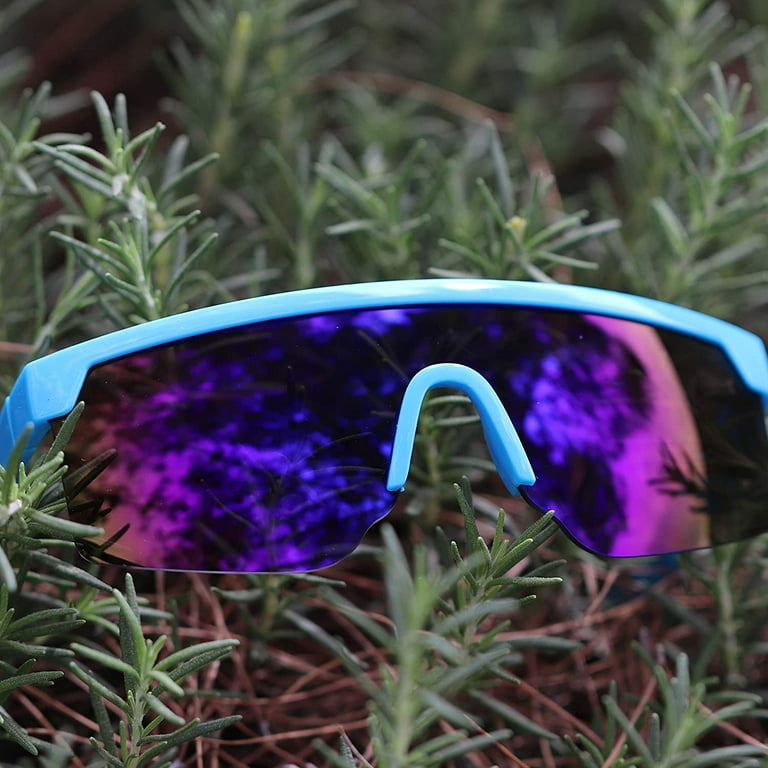 Oversized Semi Rimless Neon Rainbow Mirrored Shield Flat Top
