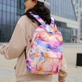 thumbnail image 3 of AMERTEER 3Pcs Tie-Dye Backpack for Student Bookbag Set with Lunch Box Pencil Case(Purple), 3 of 4