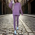 thumbnail image 3 of MORTTIC Women's 2-Piece Set Casual Tunic Sweatshirt & Leggings Fall Winter Loungewear Outfit with Split Hem Purple，XL, 3 of 23