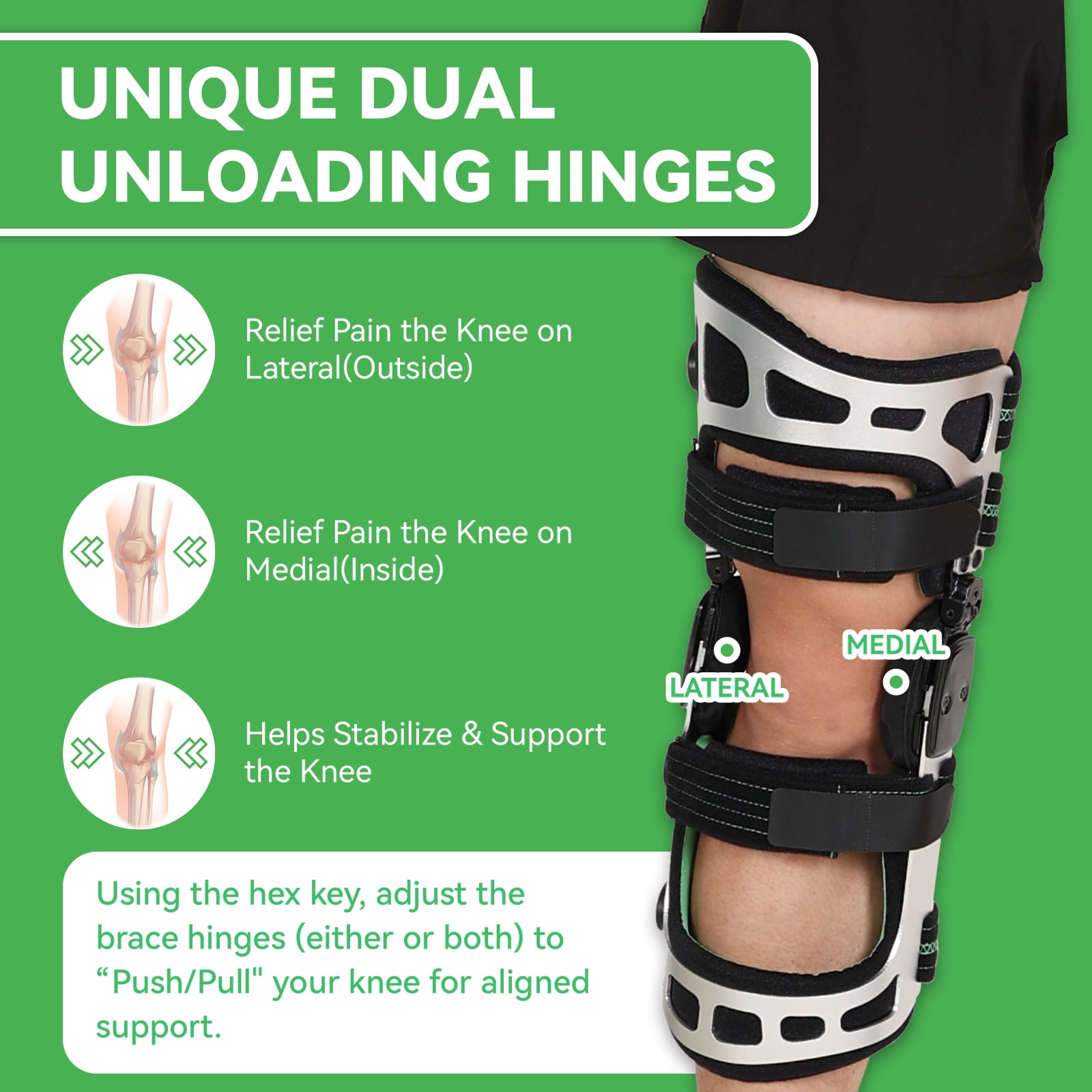 Orthomen OA Knee Brace Booste Instability of Knee Joint or Ligament Injury & Protect Knee Joint after Knee Surgery(M/Left)