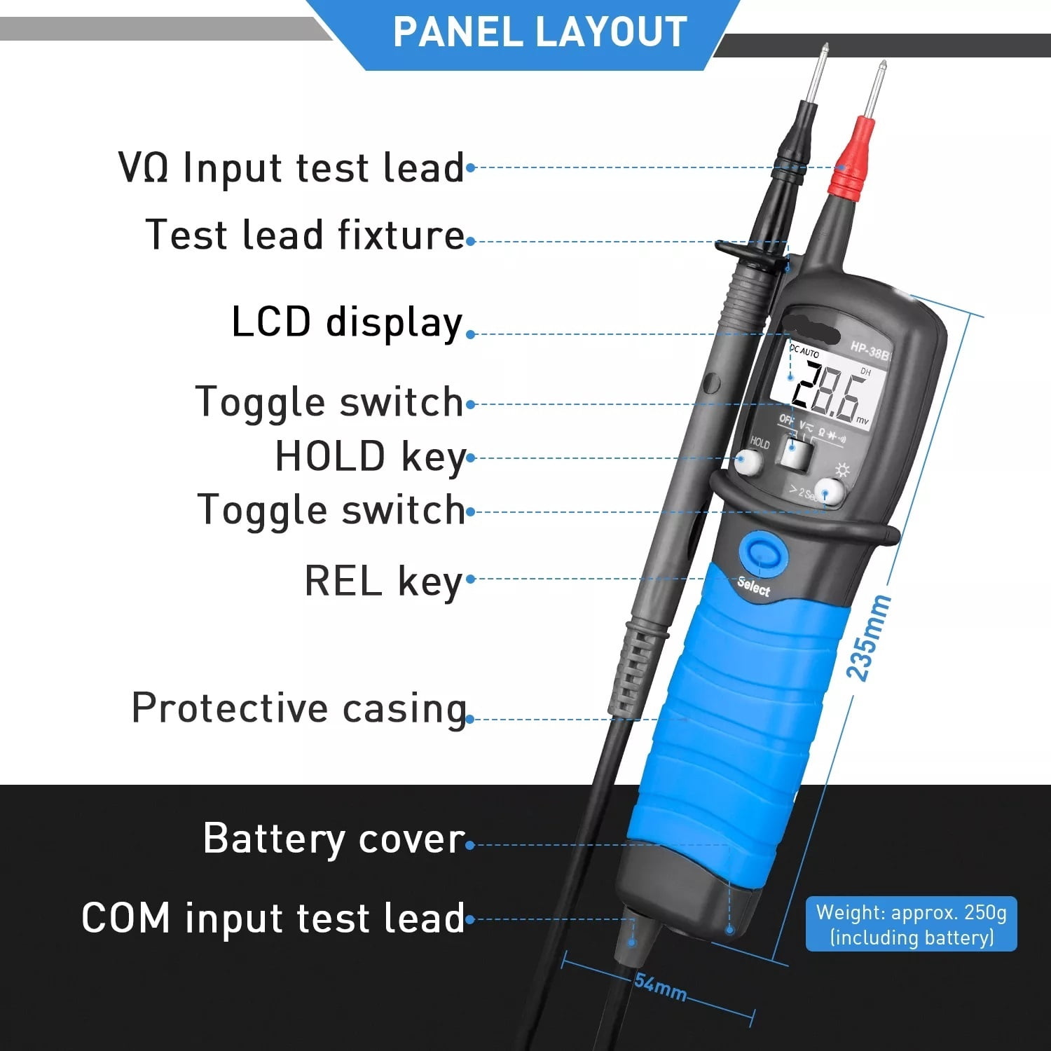 Digital Multimeter Pen Type 2000 Counts Auto No-Contact Voltage Electronic Diode Resistance Tester ,High&Low Sensitivity
