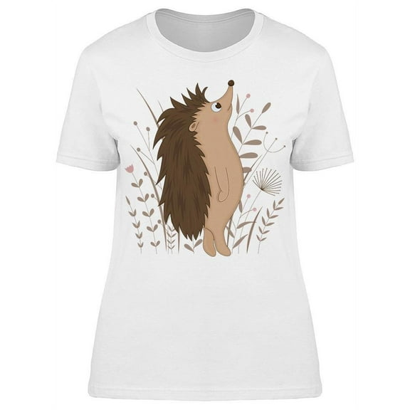 Hedgehog Cartoon Looking Up T-Shirt Women -Image by Shutterstock, Female Medium