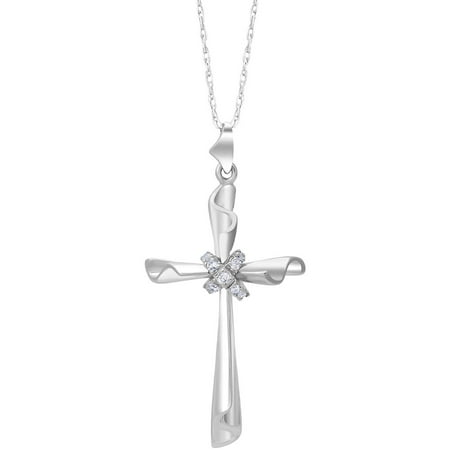 1/20 Carat T.W. White Diamond Silver Cross Pendant