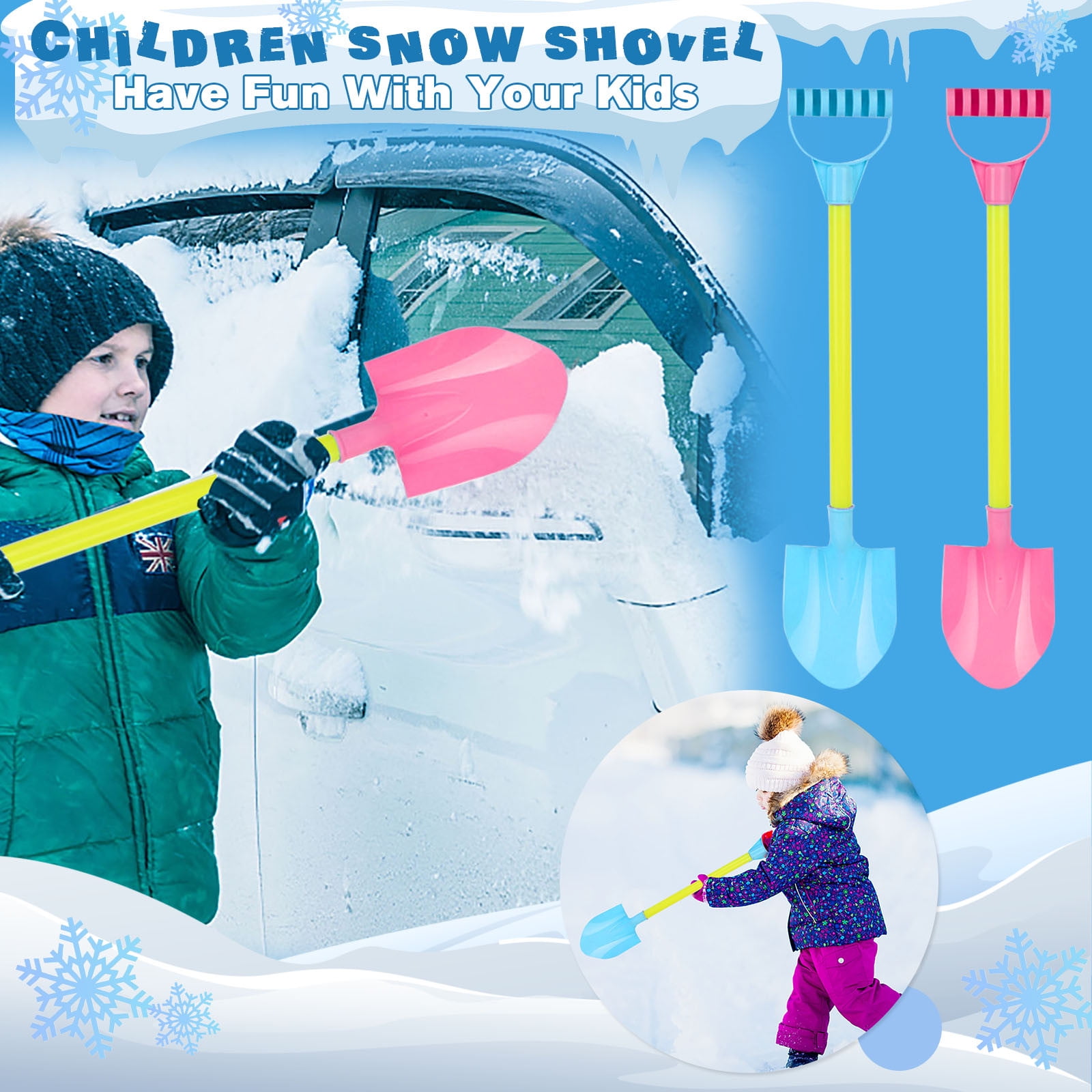 55x12CM, Green Heavy Duty Plastic Kids Snow Shovel and Beach Shovels Beach Shovels for Kids Shovel Toys with Handle for Digging Sand and Beach Fun Gift Set 