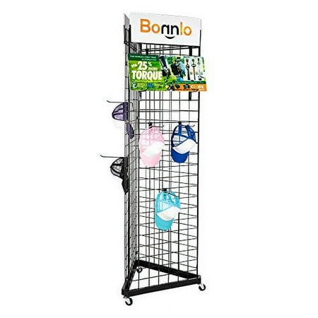 

Bonnlo 6 x 2 Triangle Wire Grid Panel Tower with Base and Casters 5mm Wire 220 Weight Capacity Wire Grid Wall Display Rack with 3 Sizes x 6 Hooks