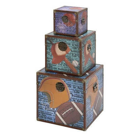Woodland Imports Library Storage Books Wood Canvas Box (Set of 3)