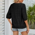 thumbnail image 5 of Mittory Women's Casual Short Sleeve Loose Tunic Tops Lightweight Crochet Knit Summer Sweaters Blouses, 5 of 5