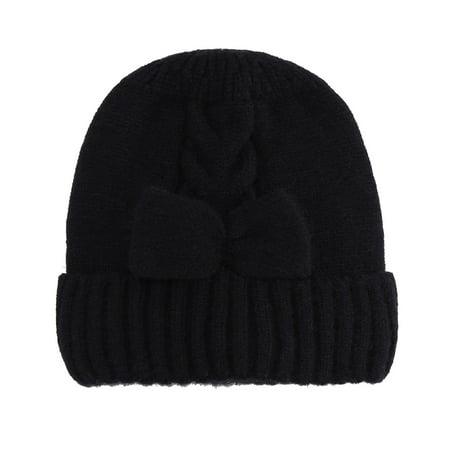 

Kids Caps Children S Hat Solid Color Baby Knit Hat With Bow And Pile Warm Children S Hat Outwear Boys Girls