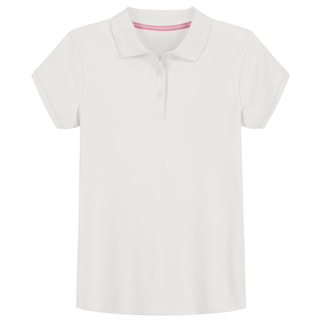 Polo IZOD, uniforme escolar para niñas, manga corta, blanco, talla 4