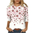 thumbnail image 2 of VKOYWKM Womens 3/4 Sleeve Tops and Blouses Christmas T-Shirts Merry Christmas Graphic Tees Tops Fall Crew Neck Funny Family Party Blouses, 2 of 5