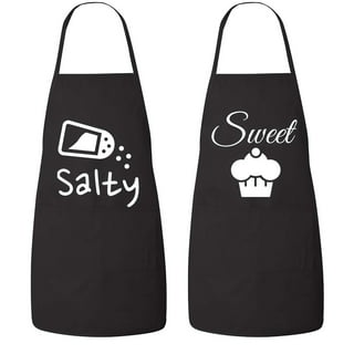 Prazoli His and Her Aprons Mr Mrs Couples Engagement Gifts, King and Queen  of the Kitchen Anniversary and Bridal Shower Gift, Black & White Apron Set  of 2 