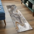 thumbnail image 3 of Marble Washable Area Rug 2x6 Abstract Fluid Art Grey Brown Marble Texture Modern Low-Profile Area Rugs with Non Slip Backing Indoor Floor Carpet for Entrance Living Room Bedroom Home Office, 3 of 9