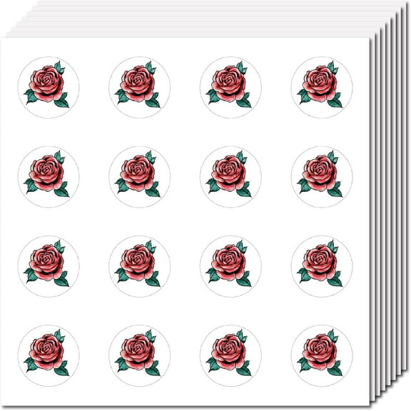 128Pcs 8 Sheets Roses Stickers Flower Sticker Plastic Waterproof Self-Adhesive Plant Decals Planner Stickers