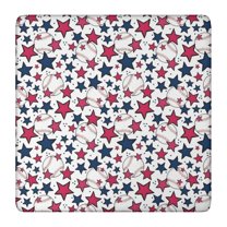 Red White Blue Baseballs and Stars Pattern Square Fitted Tablecloth with Elastic Edge,Square Table Cover,Washable Elastic Table Cover for Home Kitchen Party Decor 36"x36"