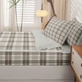 thumbnail image 5 of Manfei Classic Checkered Zipper Twin Comforter Sets with Fitted Sheet and 2 Pillowcases,Rustic Plaid Zipper Bedding Set,Beige Brown Gray,Light Gray Reversible,4pcs, 5 of 8
