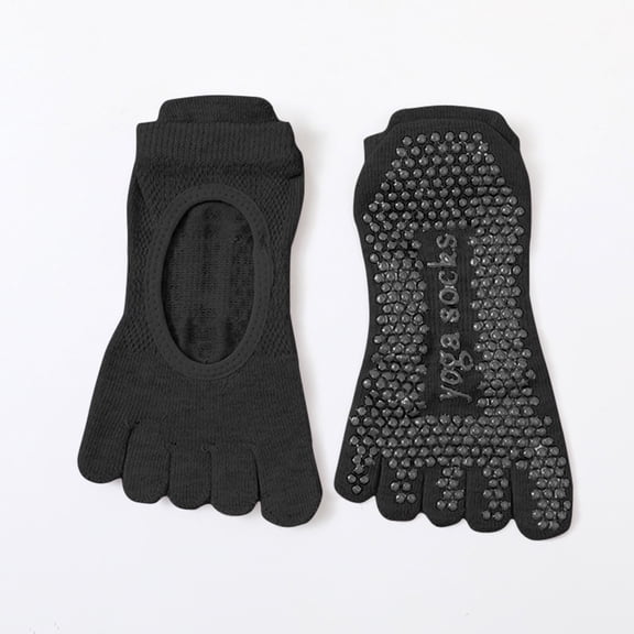 FAZVAOO Toe Socks for Women Cotton Mesh Athletic Socks Black