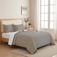 thumbnail image 5 of Queen Quilt Set 90''x96'', Beige Gray Ombre Lightweight Summer Bedspread Coverlet Set with 2 Pillow Shams, Modern Gradient Abstract Art Breathable All Season Quilt Bedding for Bedroom/Guest Room, 5 of 9
