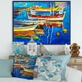 thumbnail image 2 of Designart 'Boats Near Coastal Town Resting On The Water II' Nautical & Coastal Framed Canvas Wall Art Print, 2 of 4