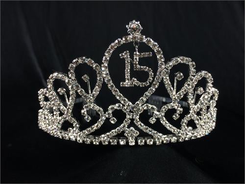 Quinceanera Tiara~Mis Quince Anos~15 Inside of Heart 2.25" 