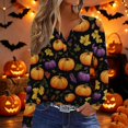 thumbnail image 5 of Womens Tops Long Sleeves T-Shirts Pumpkin Print Halloween Shirts Loose Fit V Neck Going Out Tops, 5 of 5