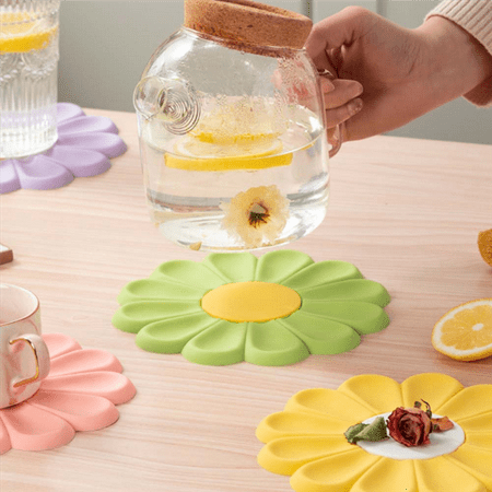 

Flower Heat Resistant Silicone Mat Drink Cup Coasters Non-Slip Pot Holder Table Placemat Kitchen Accessories 5Pcs