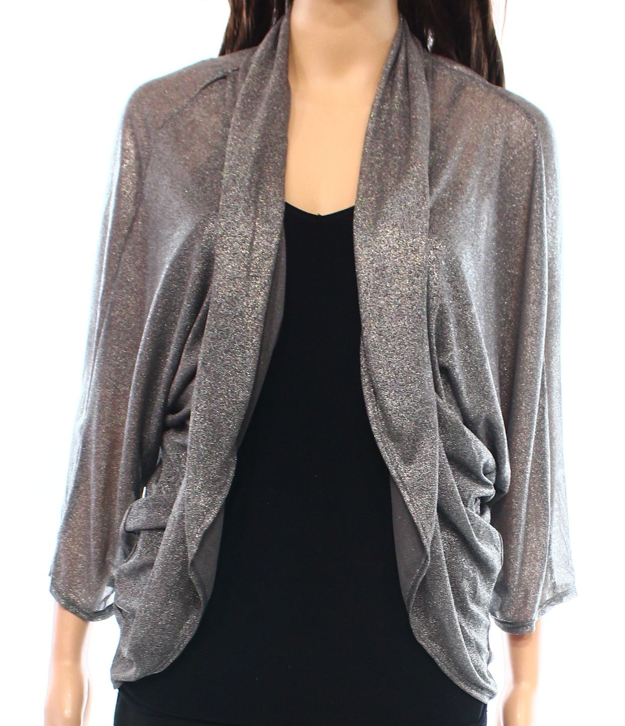 MSK - MSK NEW Silver Women's Size 1X Plus Cardigan Shimmer Sheer ...