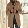 thumbnail image 2 of Women's Autumn Winter Vintage Solid Color Button Up Stand Collar Wool Coat winter clothing for women, 2 of 4
