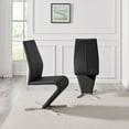 thumbnail image 3 of Willow Faux Leather Chrome Z Dining Chairs, Black (Set of 2), 3 of 6