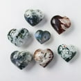 thumbnail image 4 of HOOUN Natural Geode Moss Agate Quartz Heart Hand Carved Crystal Specimens Healing-5-6cm（With Hole）, 4 of 9