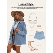Eytino Womens Oversized Denim Jacket Casual Long Boyfriend Jean Jacket for Autumn Spring Green L Female