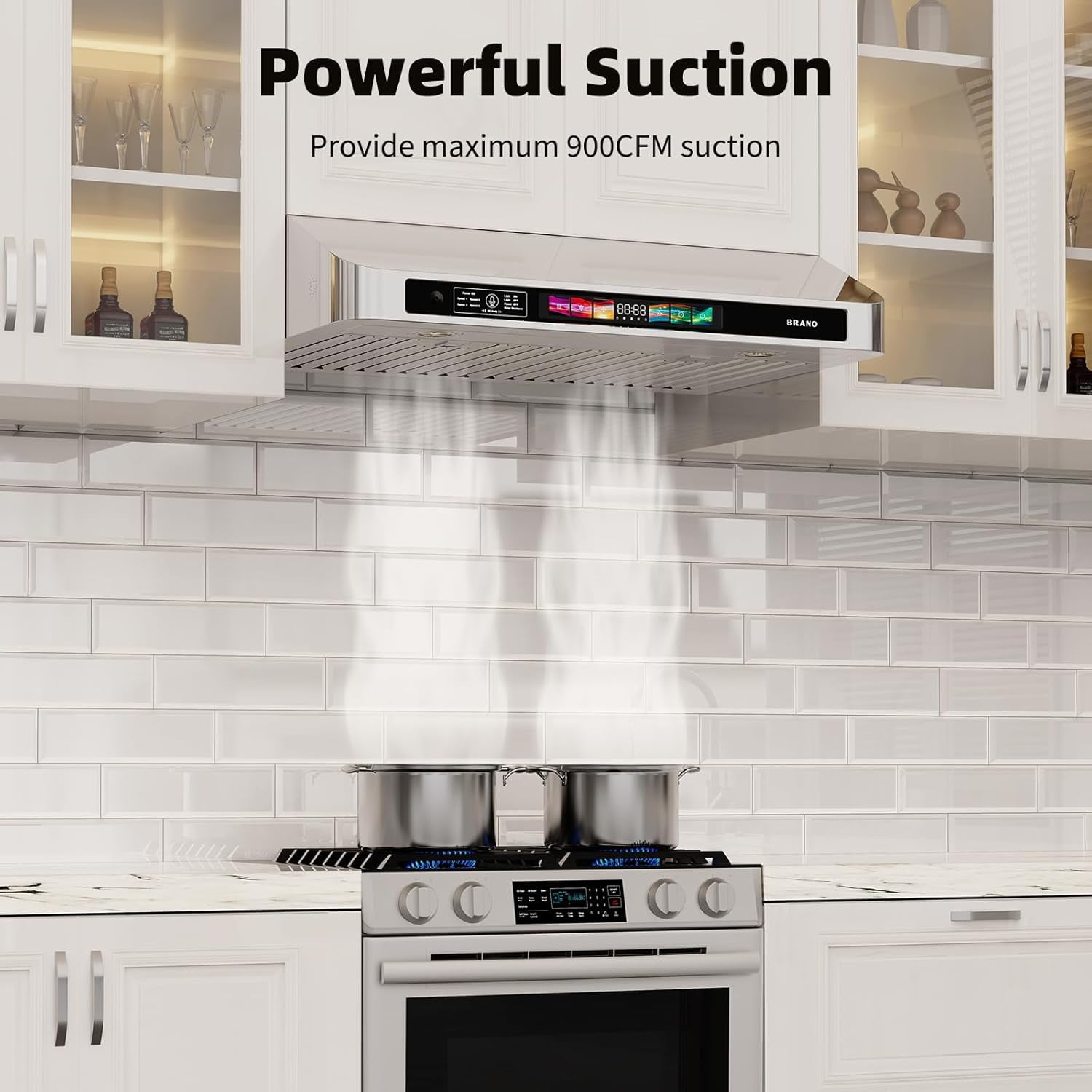 30 Inch Under Cabinet Range Hood ,Stainless Steel Stove Hood with Voice/Gesture/Touch Control, 900 CFM Kitchen Vent Hood
