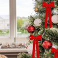 thumbnail image 7 of Red Christmas Bows, 8.66 Inch Christmas Bows For Tree, Pre-Tied Holiday Ribbon Decorations 12 Pcs, 7 of 7