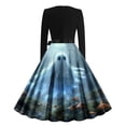 thumbnail image 3 of QATAINLAV Halloween Dress for Women Novelty Graphic Printed Long Sleeve Dresses Cosplay Party Cocktail Swing Dress, Sky Blue, L, 3 of 4