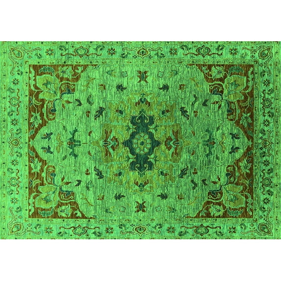 Ahgly Company Indoor Rectangle Oriental Green Industrial Area Rugs, 5' x 7'
