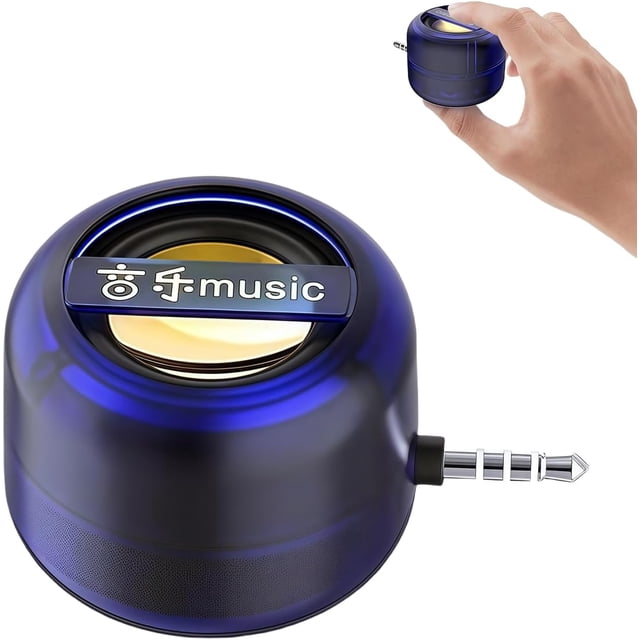 Mini Portable Speaker Portable 5X Speaker Amplifier–Plug & Play for Music/Calls, for Smartphone Tablet Notebook (Blue,3.5MM Interface)