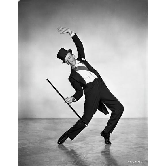 Fred Astaire dancing with a cane and wearing a top hat Photo Print (8 x 10)