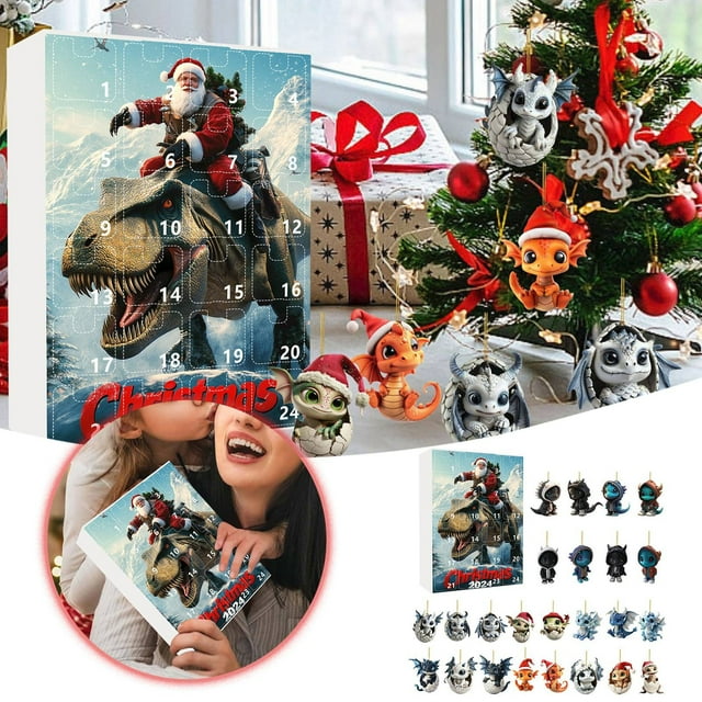 SIfdSeng Jouets Cool pour Adolescents Garçons Calendrier de l'Avent de Noël 2025 Collection de Dinosaures Mignons Collection Commémorative de Noël!