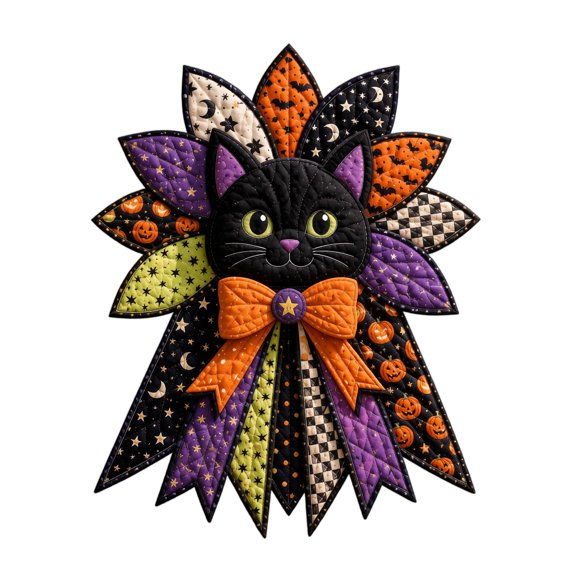 Ktlvex DIY Quilted Halloween Door Hanger Kit, Fabric Sewing Craft Adults, Seasonal Wall Decor, Beginner Handmade Hanging Halloween Decor, D