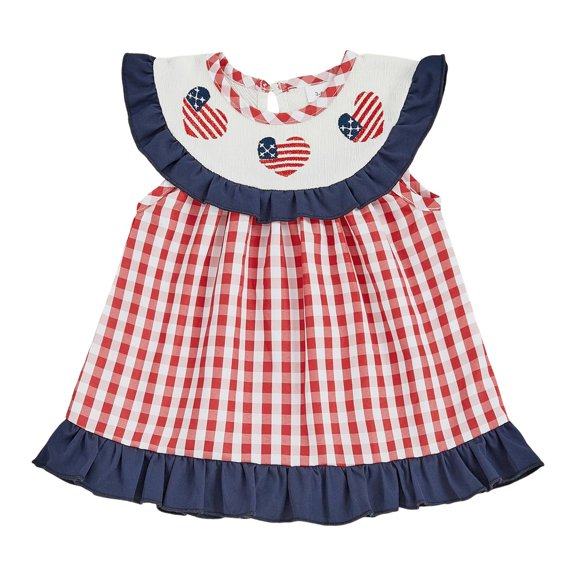Wxirdiow Patriotic Clothing for Girls Dress Toddler Kids Flutter Sleeve Summer Dresses Swing Casual Sundress Party Playwear Holiday Clothes Black Size,12-18 Months