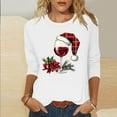 thumbnail image 2 of Fewfanhot Women Fall Clothes Casual Round Neck Sweatshirt Christmas GlassLong Sleeve Shirts Loose Soft Pullover Shirts, 2 of 4