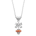 thumbnail image 1 of Delight Jewelry Silvertone Crystal Orange Spinner Silver tone Bow Heart Necklace, 1 of 4