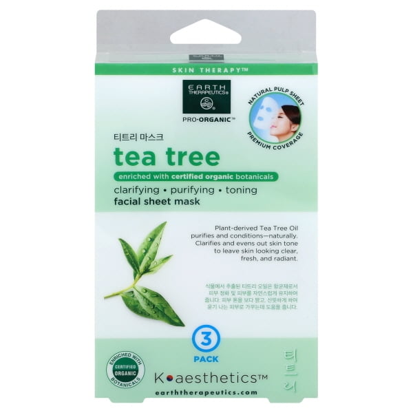 Earth Therapeutics Tea Tree Facial Sheet Mask 3 Count