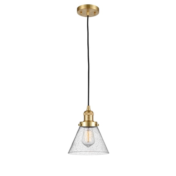 201C-SG-G44-LED-Innovations Lighting-Large Cone-3.5W 1 LED Mini Pendant in Industrial Style-8 Inches Wide by 10 Inches High   Satin Gold Finish with