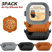3 Pack Square Silicone Air Fryer Liners, 8 Inch Reusable Air Fryer Pot Replacement of Flammable Disposable Parchment Paper