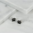 thumbnail image 2 of Marisol & Poppy Paw Print Stud Earrings with Black Crystal Stones in Sterling Silver for Women & Teens, Post Friction Backing, 2 of 5