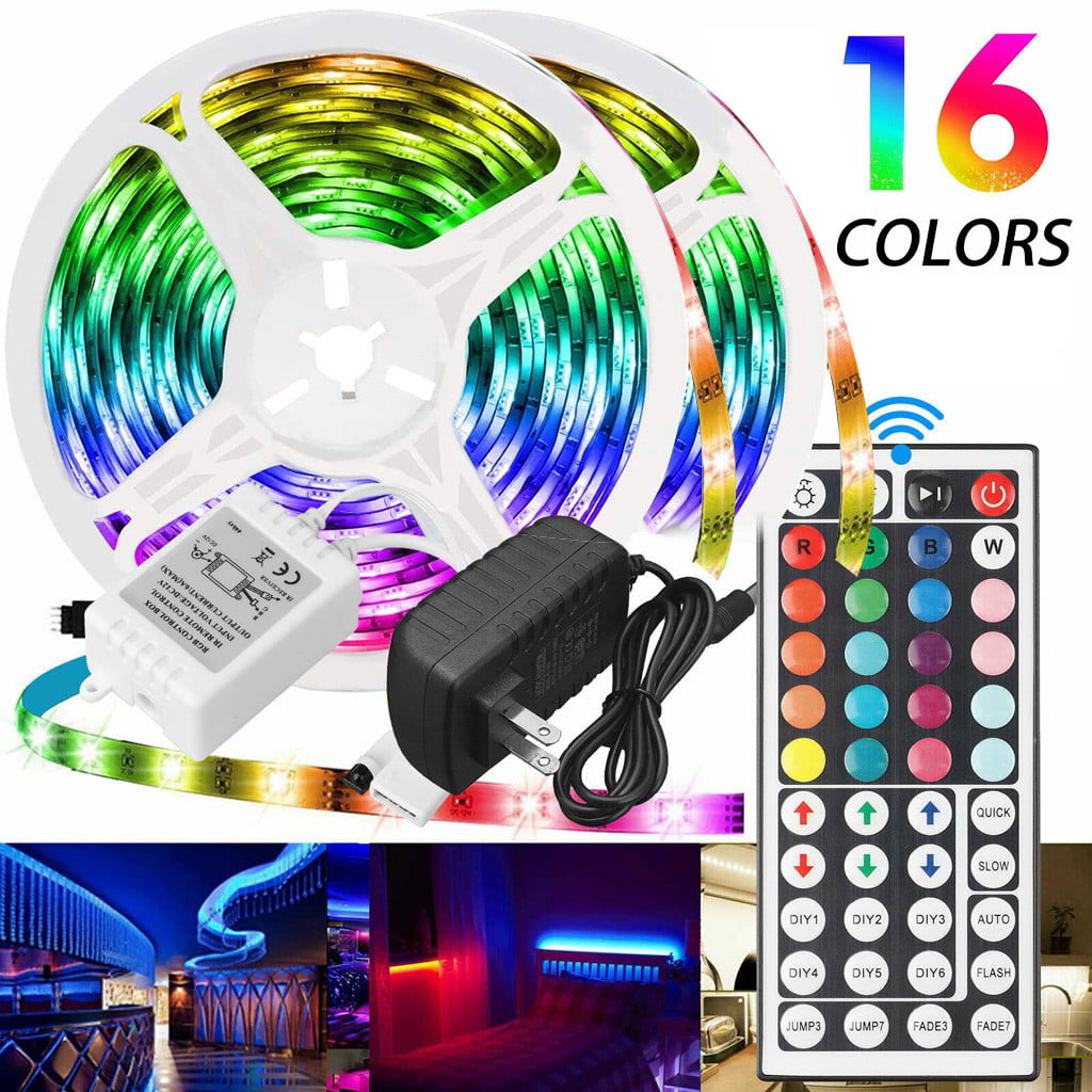 DAYBETTER Led Strip Lights 32.8ft 10m with 24 Keys IR Remote and 12V Power Su... 