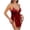 Red, variant on JSGEK Women Slit Spaghetti Strap Chemise Dress with Matching Thong Sheer Fabric Lingerie Set for Bedroom Wear Red S