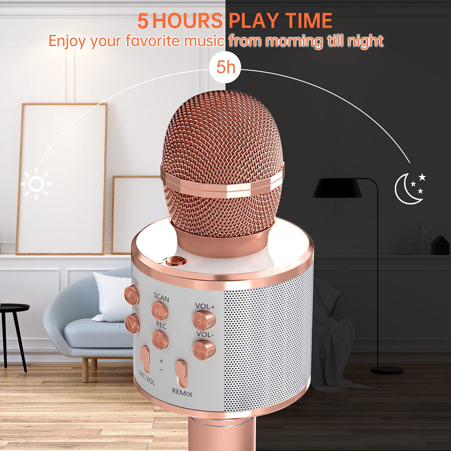 DAKIMOE Karaoke Microphone for Kids, Wireless Bluetooth Karaoke Microphone  for Singing, Portable Handheld Mic Speaker Machine, Birthday Gifts Toys  Microphone for Girls Boys Adults All Age, Rose Gold - Walmart.com