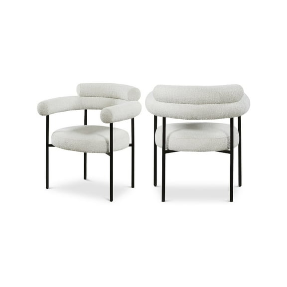 Meridian Furniture Blake Fabric Dining Side Chairs, Cream (Set of 2)