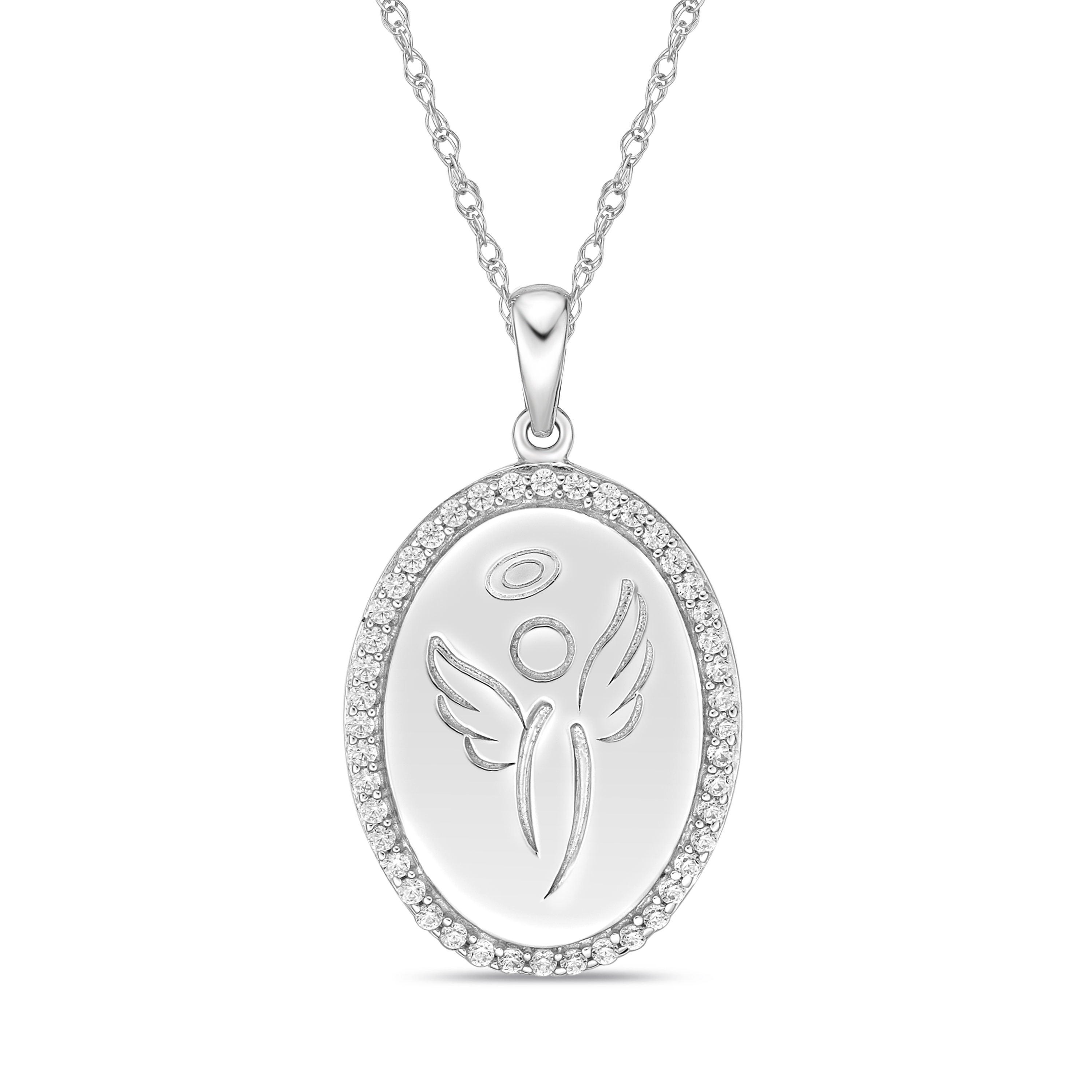 Jay Heart Designs 925 Sterling Silver Simulated White Diamond Pendant with 18" Chain
